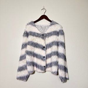 Striped Fur Cardigan